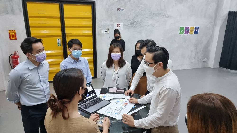 Group discussing over a table. corporate video strategy